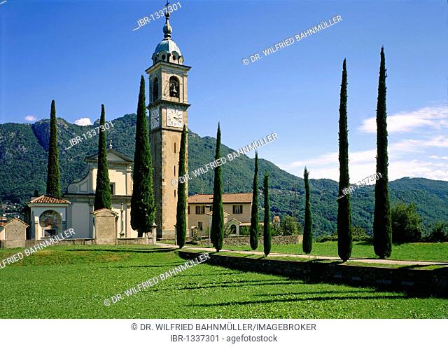 Parish church SS Abbondio e Andrea, Sant Abbondio, Canton of Ticino, Switzerland, Europe