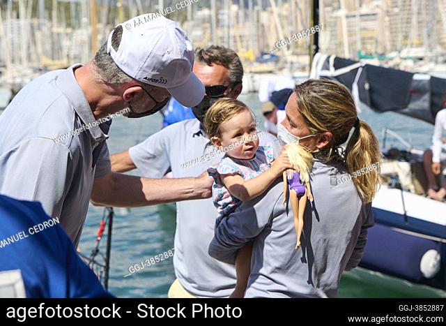King Felipe VI of Spain onboard of Aifos 500 during the 39th Copa del Rey Mapfre Sailing Cup - Day 4 at Real Club Nautico on August 5, 2021 in Palma, Spain