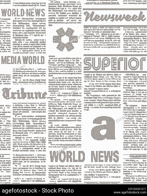 Newspaper illustration of abstract text Imitation. Background pattern