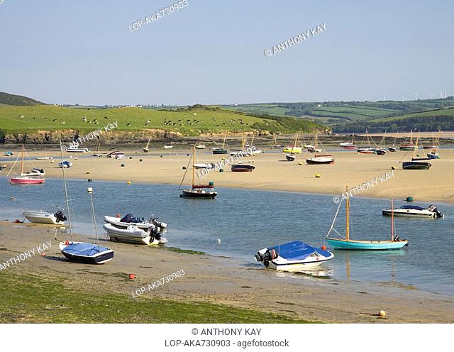 England, Cornwall, near Rock, Porthilly Cove and the estuary of the river Camel near Rock in north Cornwall
