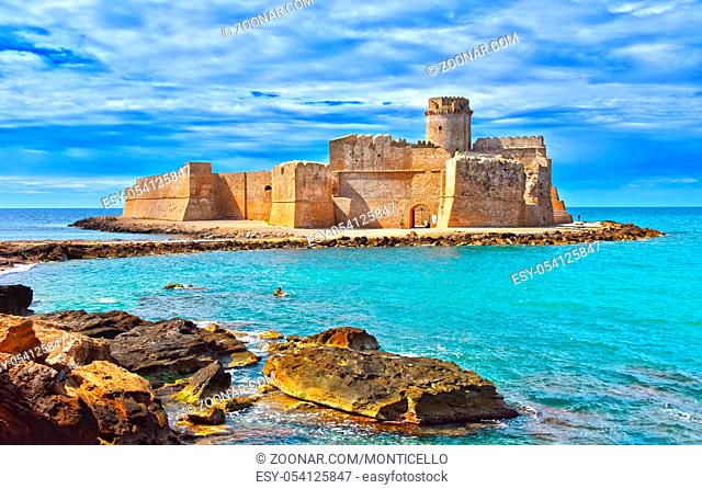 The castle in the Isola di Capo Rizzuto in the Province of Crotone, Calabria, Italy