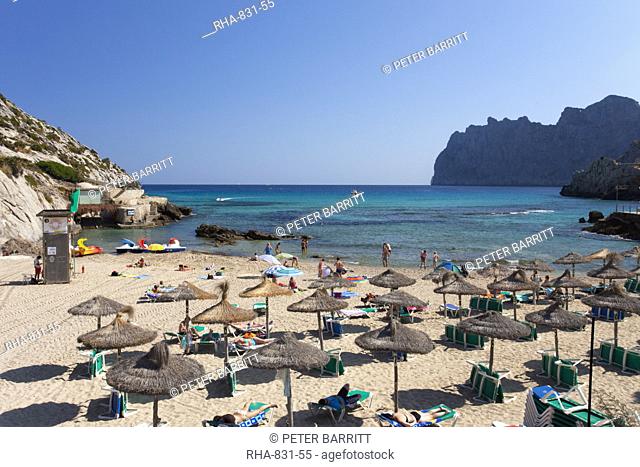 Cala de Sant Vicenc beach and bay in summer, Majorca, Balearic Islands, Spain, Mediterranean, Europe