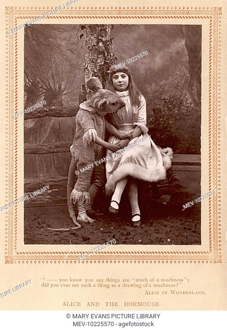 Isa Bowman as Alice and Emmie Bowman as the Dormouse, in a stage production