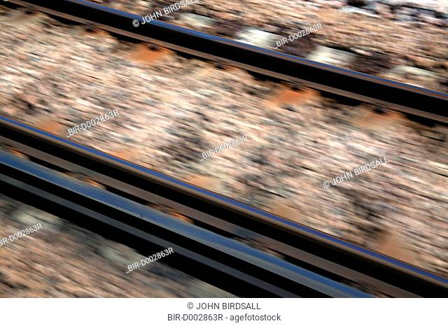 View from the window of a speeding train