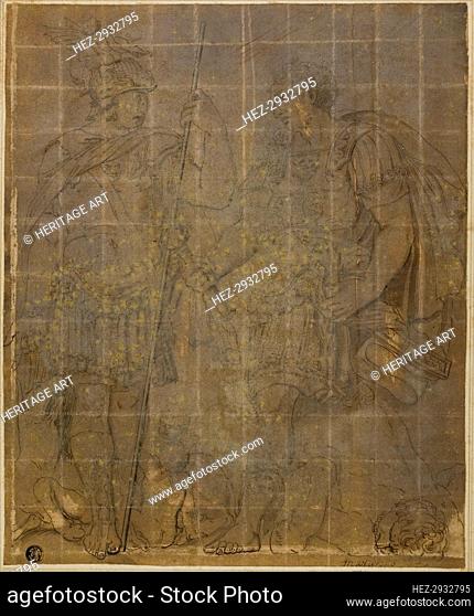 Two Roman Warriors with She-Wolf, Romulus, and Remus, n.d. Creator: Unknown