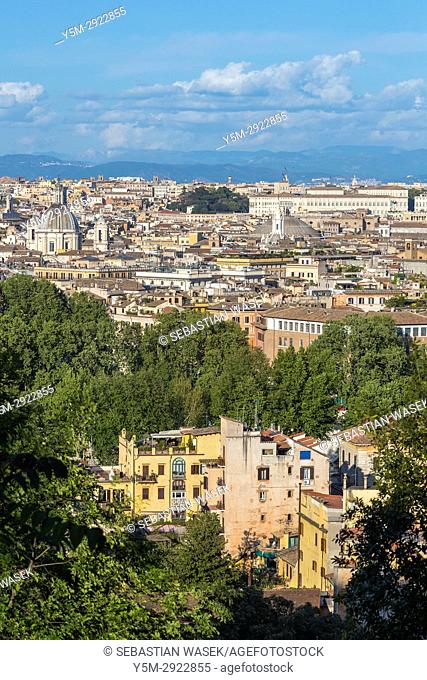 View over city from Janiculum Hill, Rome, Lazio, Italy, Europe