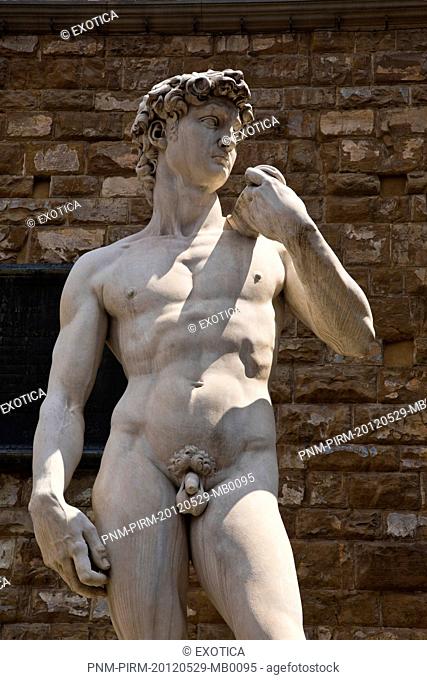 Statue of David in front of the Palazzo Vecchio, Piazza Della Signoria, Florence, Tuscany, Italy