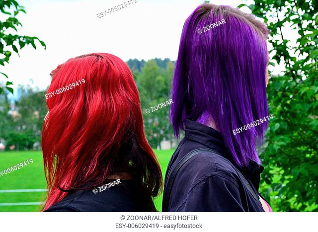 Two Teenager with dyed hair