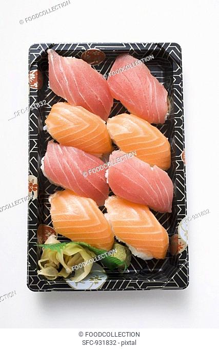 Tray of nigiri sushi to take away
