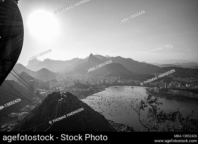 Panoramic view of Rio de Janeiro at sunset as viewed from Sugar Loaf mountain peak. Shot with Leica M10
