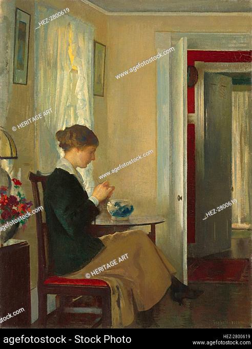 Josephine Knitting, 1916. Creator: Edmund Charles Tarbell