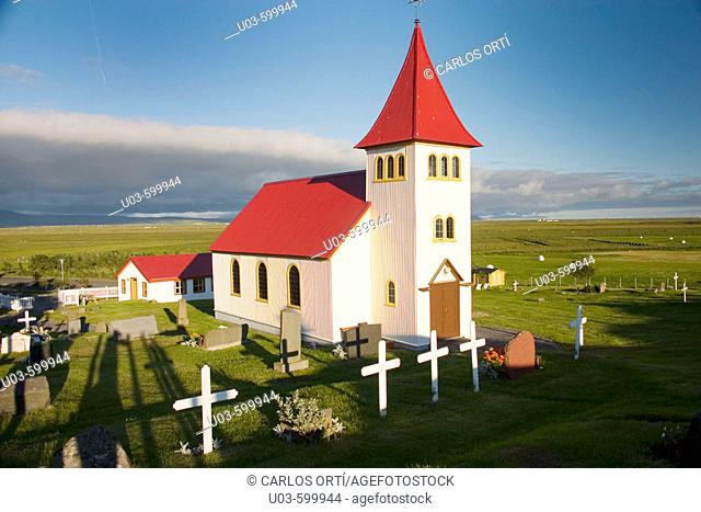 Church near Gullfoss falls. Iceland
