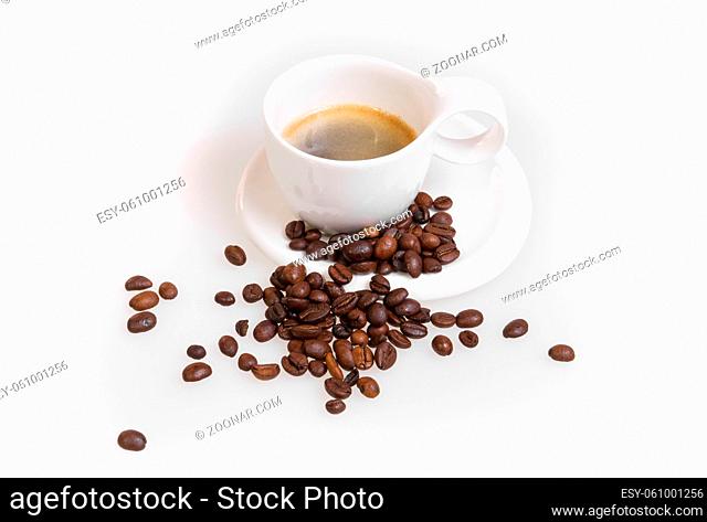 Macro Shot of Coffee and coffee beans