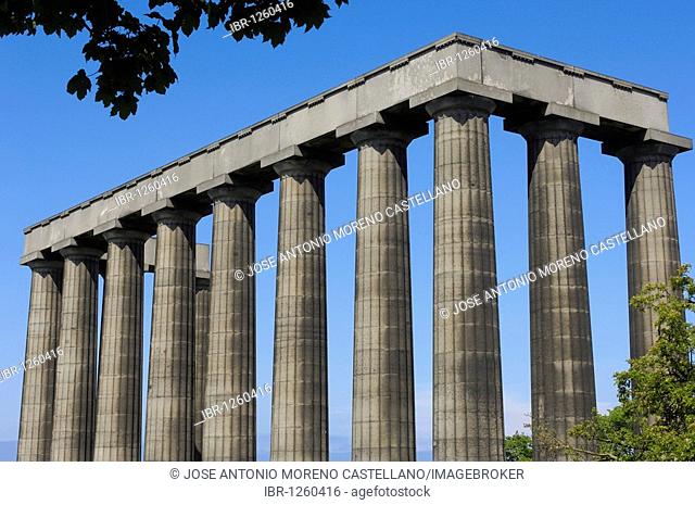National Monument, replica of the Parthenon that was designed in 1822 as a memorial to the Scots who died in the Napoleonic Wars, Calton Hill, Edinburgh