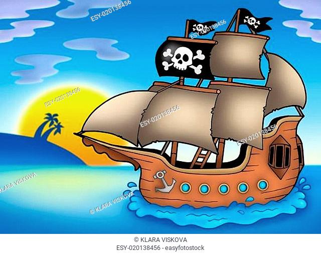 Pirate ship on sea