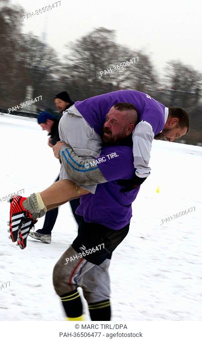 The Berlin Bruiser practice in Tiergarten in Berlin,  Germany, 27 January 2013. The Berlin Bruisers are the first homosexual Rugby Team in Germany