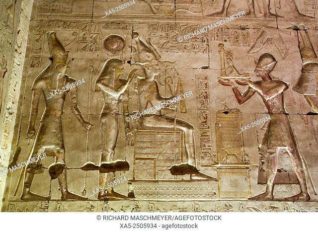 Bas-relief of Ramses III Giving an Offering to Osiris, Temple of Seti I, Abydos, Egypt
