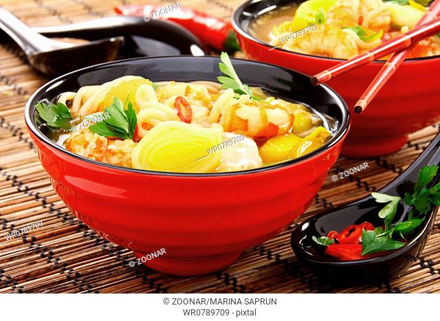 Chinese fish soup with shrimp