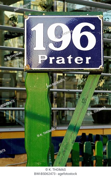 Vienna, sign Prater 196, Austria, Vienna, 2. district, Vienna - Prater
