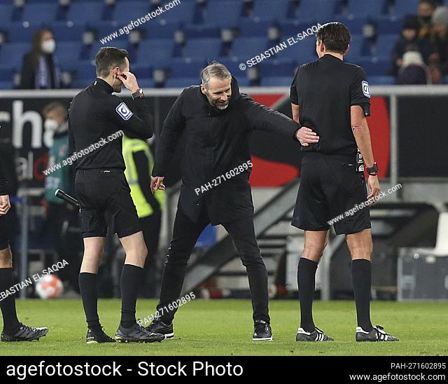firo 1.Bundesliga. 2021/2022 Football: Fuvuball: 01/22/2022 TSG 1899 Hoffenheim – BVB Borussia Dortmund 2: 3 Marco Rose, whole figure, gesture, at, referee