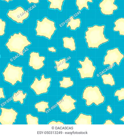 Seamless pattern of map with islands. Vector background for game interface