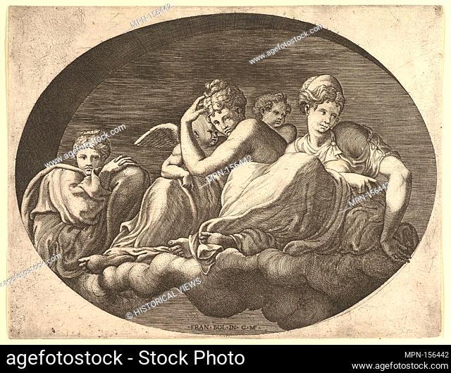 Venus and Cupid, Two Other Goddesses, and a Putto, from a series of eight compositions after Francesco Primaticcio's designs for the ceiling of the Ulysses...