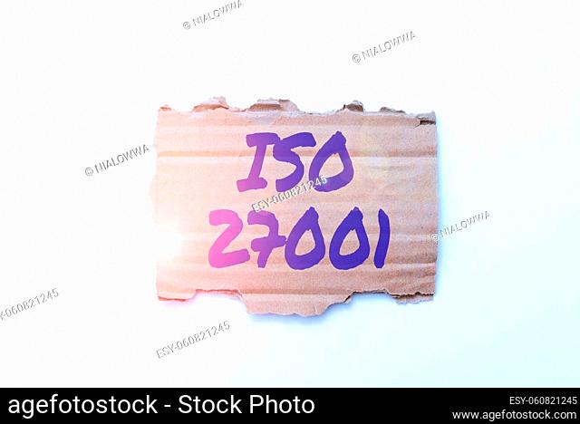Hand writing sign Iso 27001, Concept meaning specification for an information security management system Creative Home Recycling Ideas And Designs Concepts...