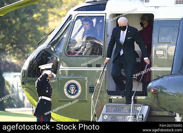 United States President Joe Biden and first lady Dr. Jill Biden return to the White House in Washington, DC, after spending the weekend in Rehoboth Beach
