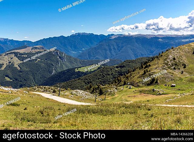 View from Monte Baldo mountain station to the mountains, Malcesine, Lake Garda, Italy, Europe
