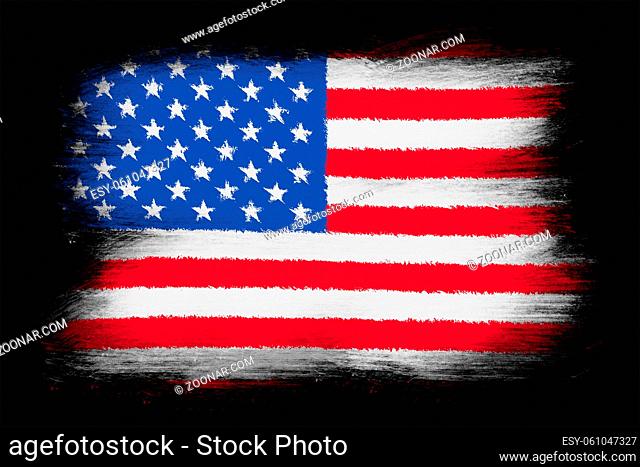 The USA flag - Painted grunge flag, brush strokes. Isolated on black background