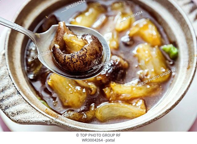 Braised Goose Webs with Sea Cucumber in Casserole