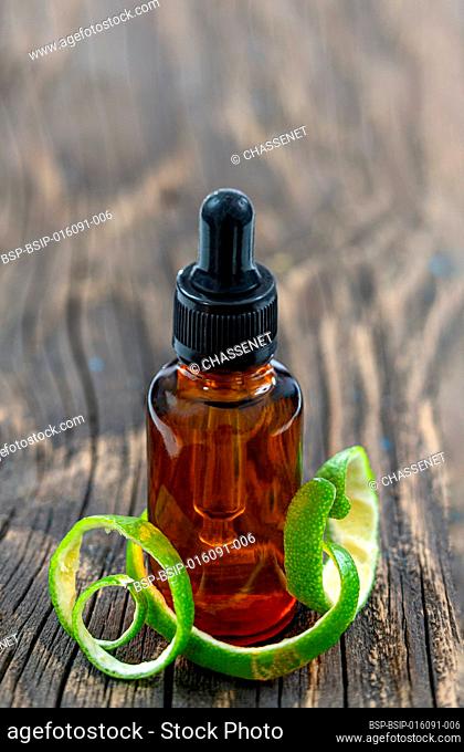Lemon essential oil in a dropper bottle