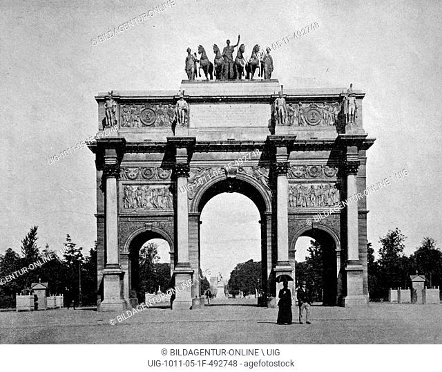 One of the first halftones, arc de triomphe in paris, france, 1880