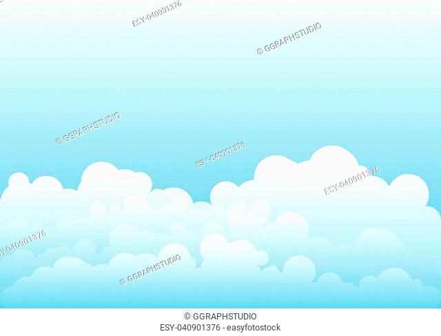 Illustration of a cartoon sky background with sun shining behind a cloud,  Stock Vector, Vector And Low Budget Royalty Free Image. Pic. ESY-051857818  | agefotostock