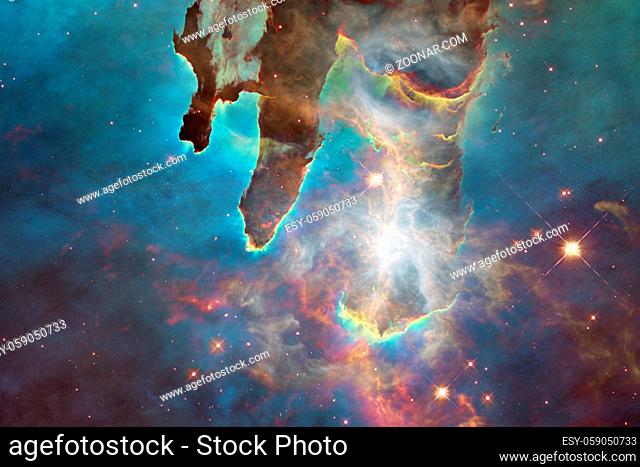Outer space art. Starfield. Awesome nebulae. Elements of this image furnished by NASA