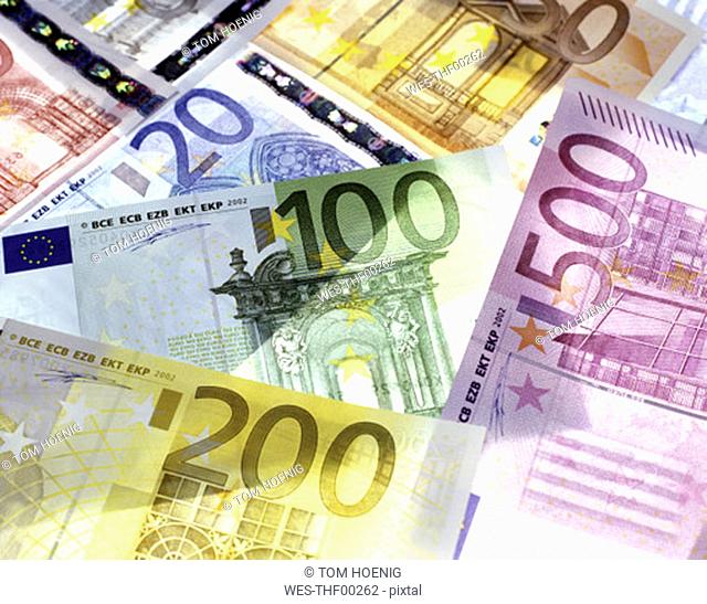 Euro notes, close-up