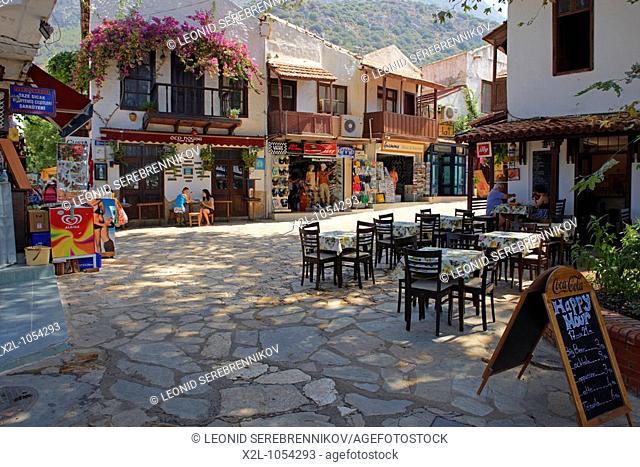 Small square in the old part of Kas town  Province of Antalya, Turkey