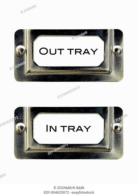 Tray labels isolated against a white background