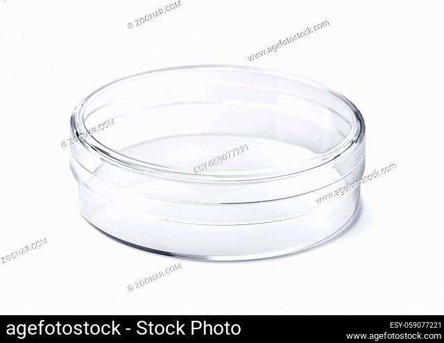 Empty transparent round plastic container isolated on white