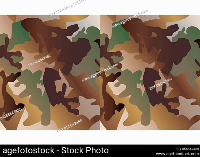 Seamless camouflage pattern background vector. Classic clothing style masking camo repeat print. Olive brown grey colors texture design for virtual background