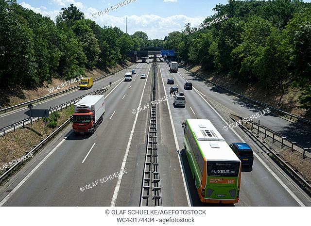 31. 05. 2017, Berlin, Germany, Europe - An elevated view of the traffic on the federal motorway A115 between Steglitz-Zehlendorf and Wannsee