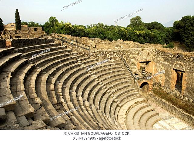 Small Theatre or Odeon, archeological site of Pompeii, province of Naples, Campania region, southern Italy, Europe