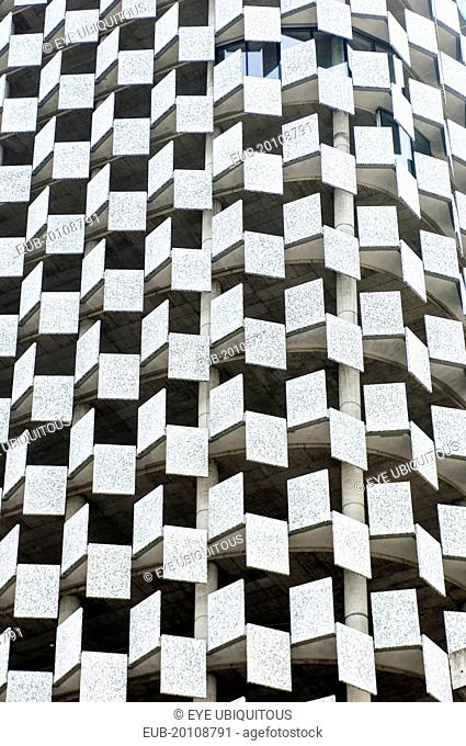 Abstract shot of rectangular facade of Tid tower