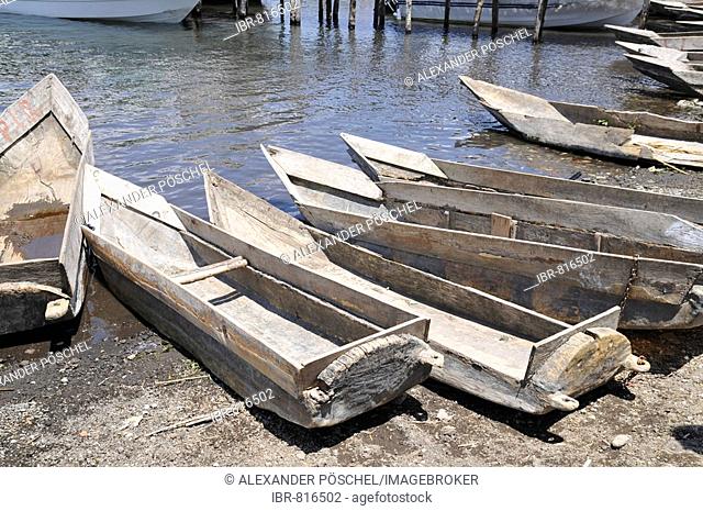 Rowboats, Santiago Atitlan, Lake Atitlan, Guatemala, Central America
