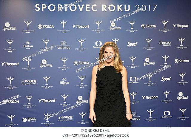 Czech snowboarder and skier Ester Ledecka (placed the fifth) attends an event of the Czech Champion of Sports 2017, a poll organised by sport journalists...
