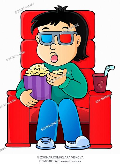 Boy in cinema theme image 1 - picture illustration