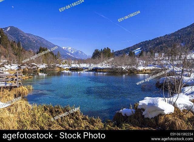 winter landscape in Zelenci, Slovenia