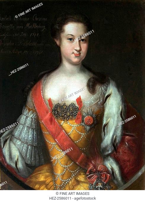 Anna Leopoldovna, Grand Duchess and Regent of Russia', (1718-1746), 1732. Princess of Mecklenburg-Schwerin. Wedekind, Johann-Heinrich (1674-1736)