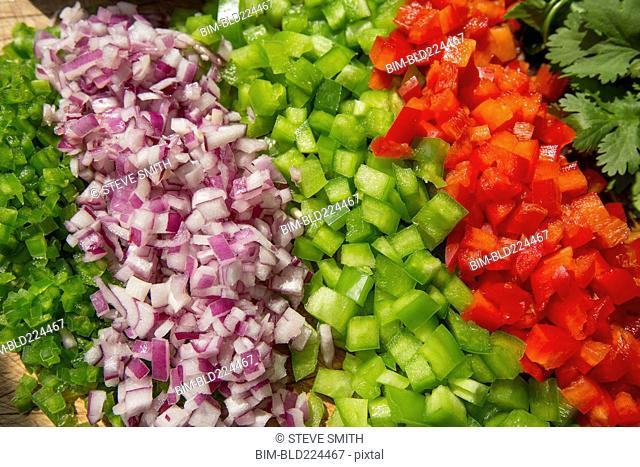 Diced peppers and onions