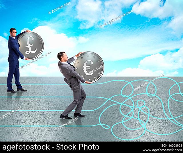 The currency concept with businessman on running path
